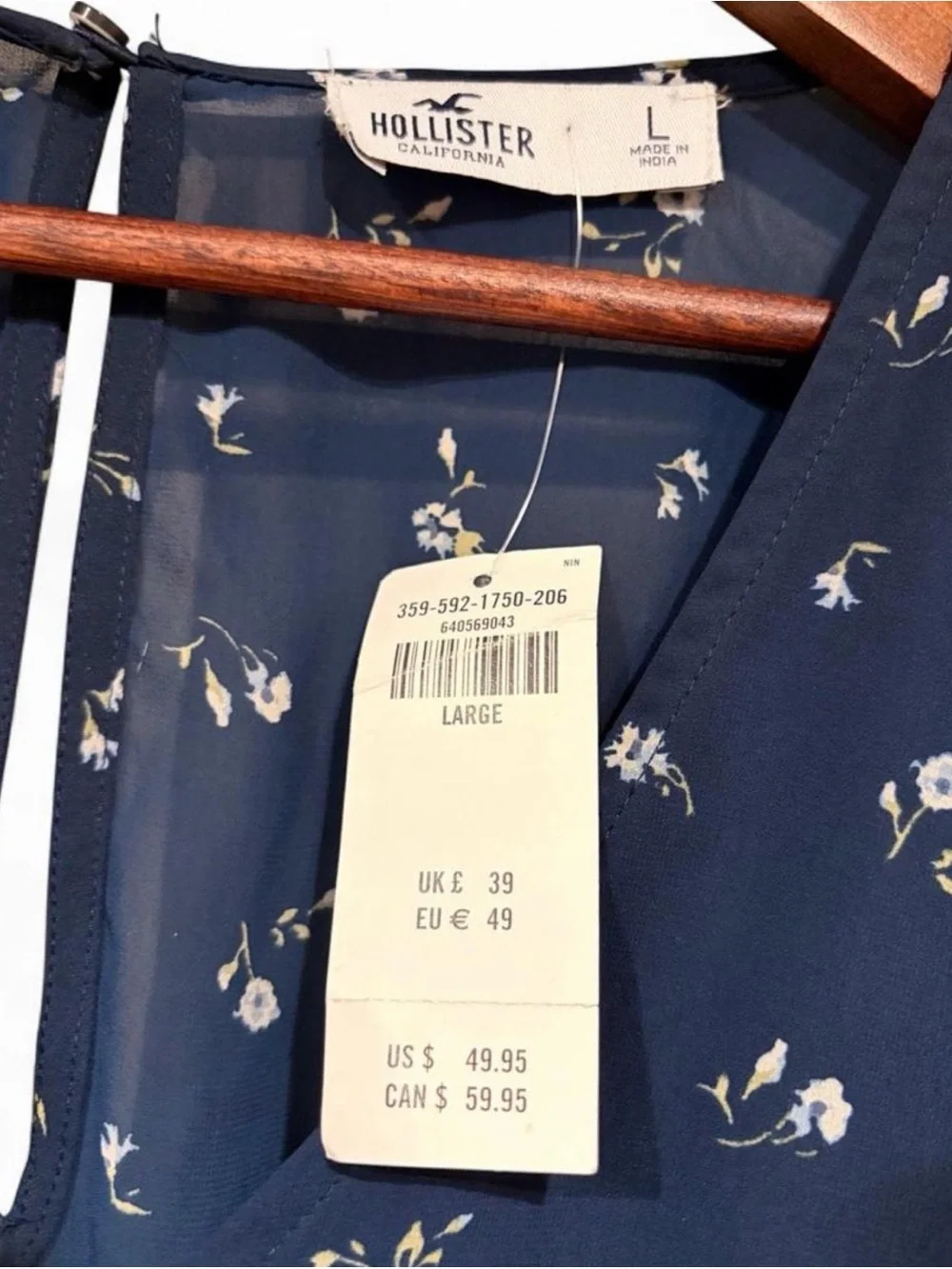 NWT Hollister Navy Floral Wrap Front Sheer Romper | Large